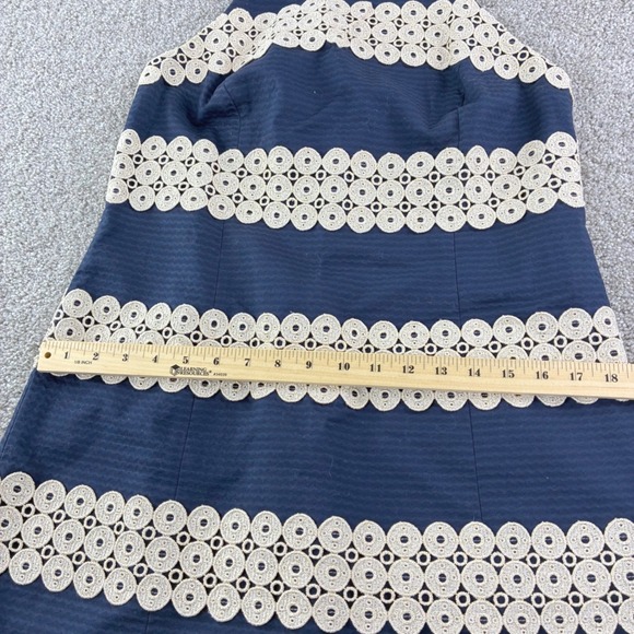 Lilly Pulitzer Navy Gold Eyelet Halter Dress Style 11561 Size 6 Party Formal - Picture 4 of 11